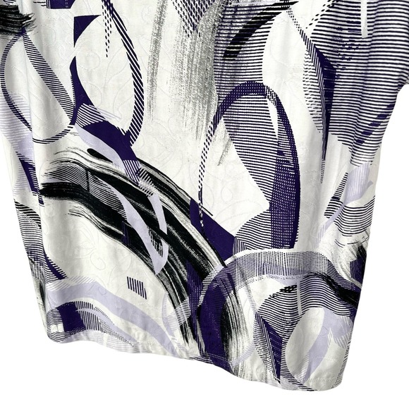 Chicos Easywear Sz 1 MEDIUM 8/10 Purple Stretchy Blouse Shirt Top Mature Comfy - Picture 4 of 7